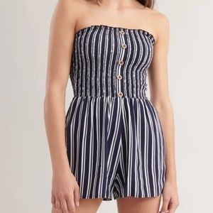 blue striped romper
